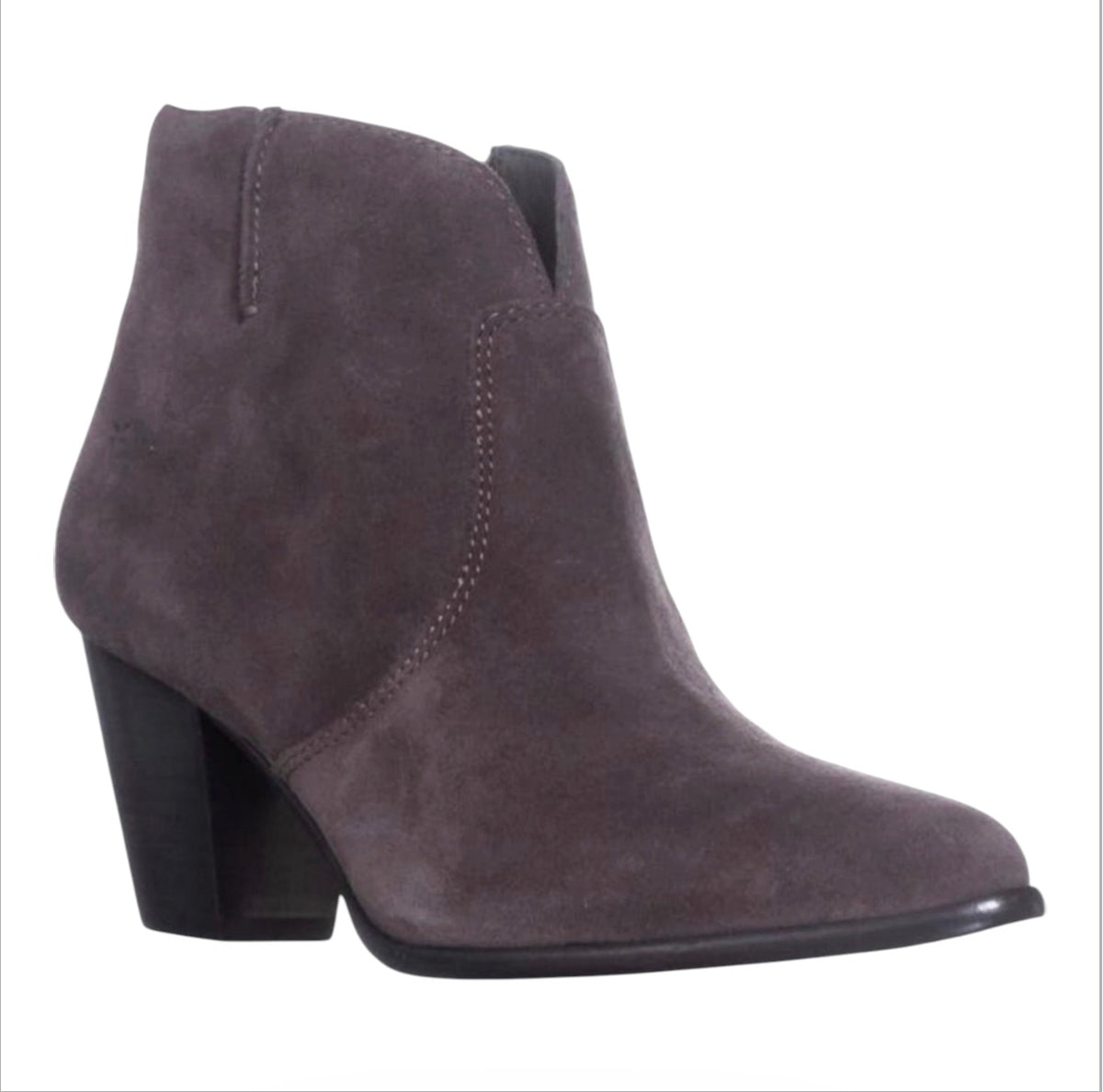 Frye Jennifer Suede Western
Ankle Bootie Block Heel in Charcoal Size 6