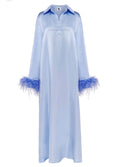 Sleeper Luna Maxi Dress with Detachable Feathers Blue Womens Size XS $450
