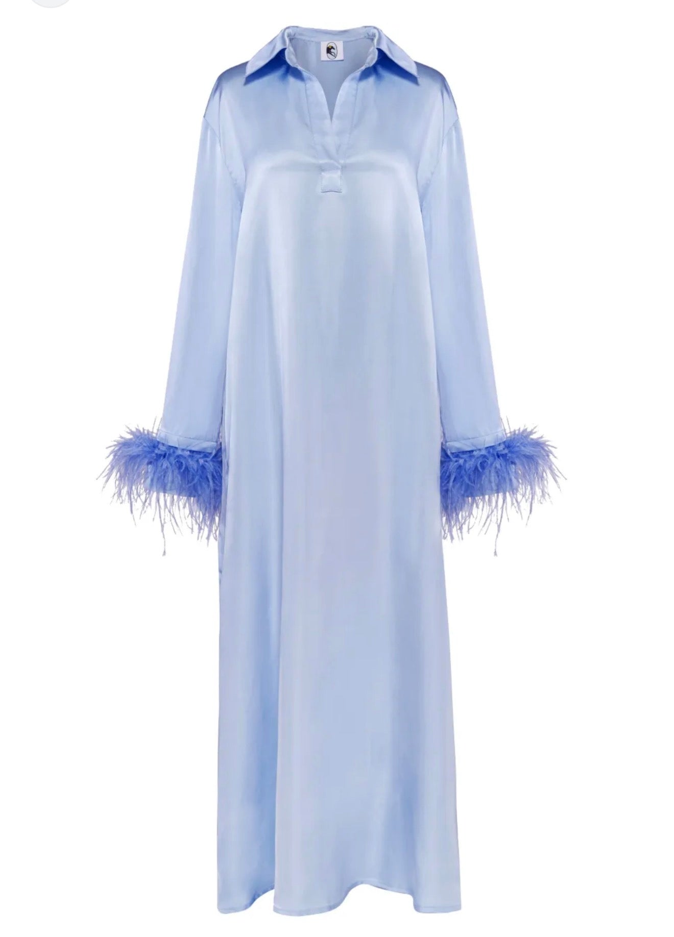 Sleeper Luna Maxi Dress with Detachable Feathers Blue Womens Size XS $450
