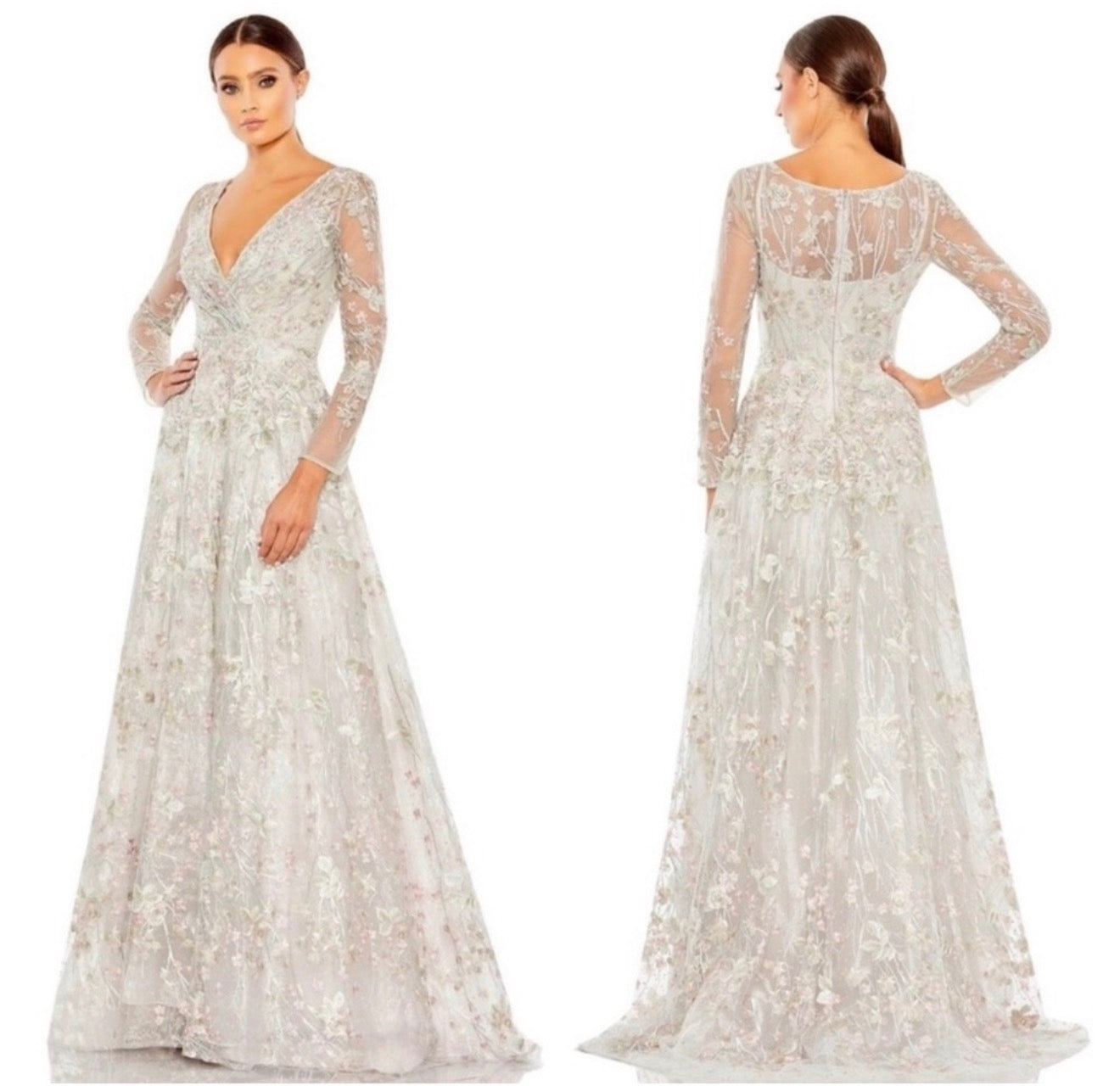 Mac Duggal 20402 Pastel Multi Embroidered Beaded Mesh Gown
Size 6