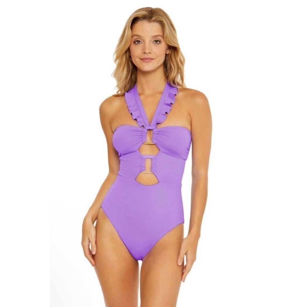 SOLUNA Buckle Up One-Piece Swimsuit - Lilac Sz Medium
$148