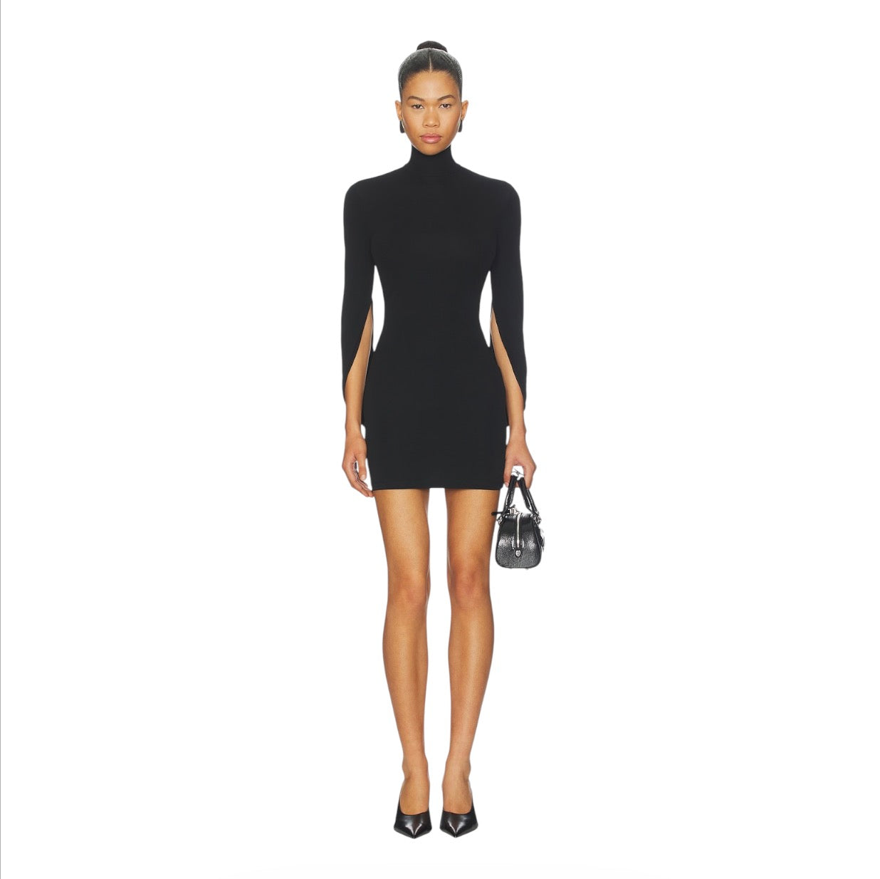 Alexander Wang Drape Back Sleeve Mini Dress Black Size XS