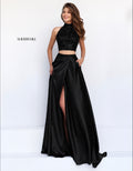 Sherri Hill 11330 Black Two Piece Halter High Slit Prom Gown Dress
Size 6 $498