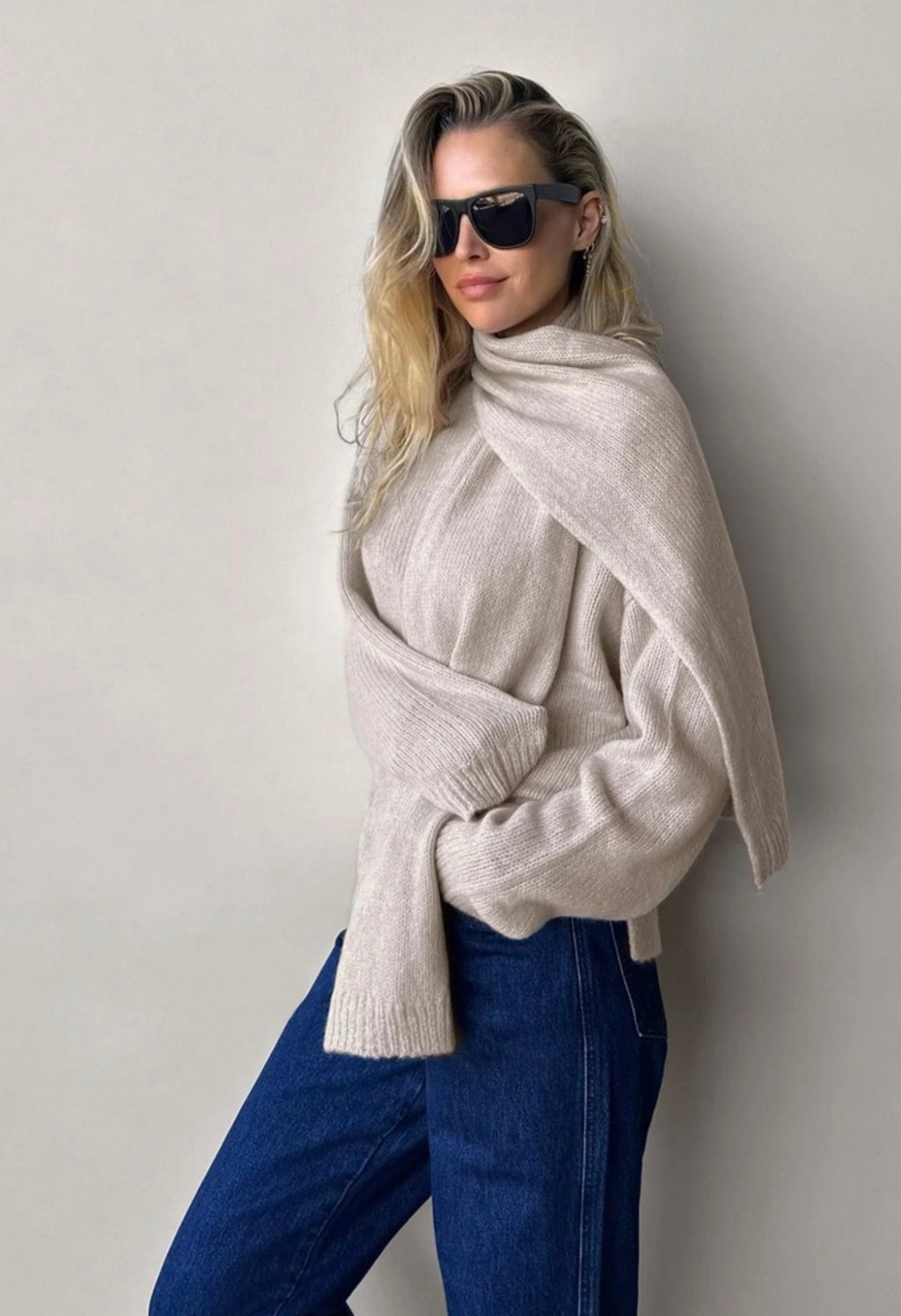 Favorite Daughter THE JAMIE Cashmere Blend Sweater in Gray Sz Large $378