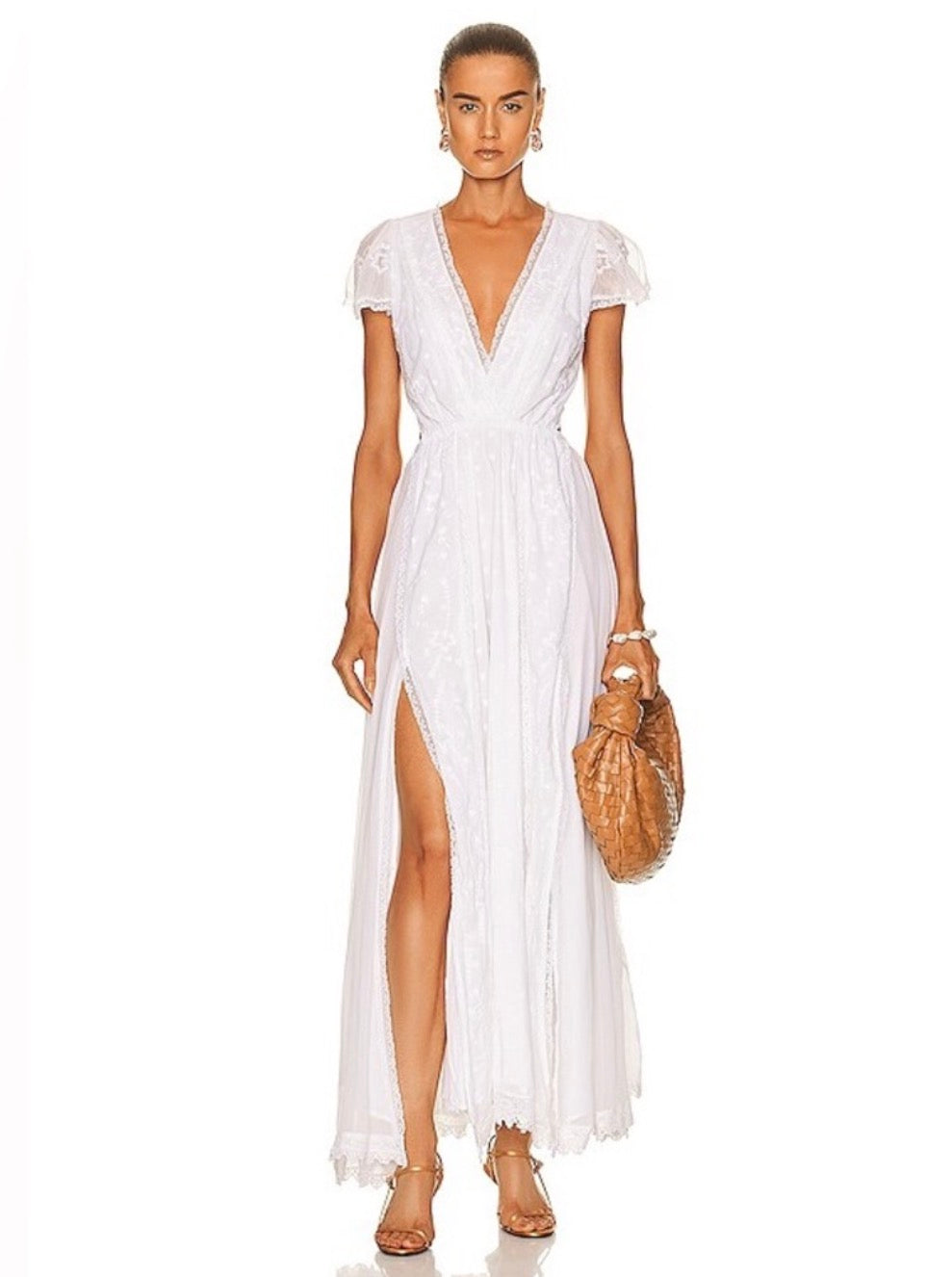 LoveShackFancy Vania Cotton Cut-Out Maxi Dress White  $595