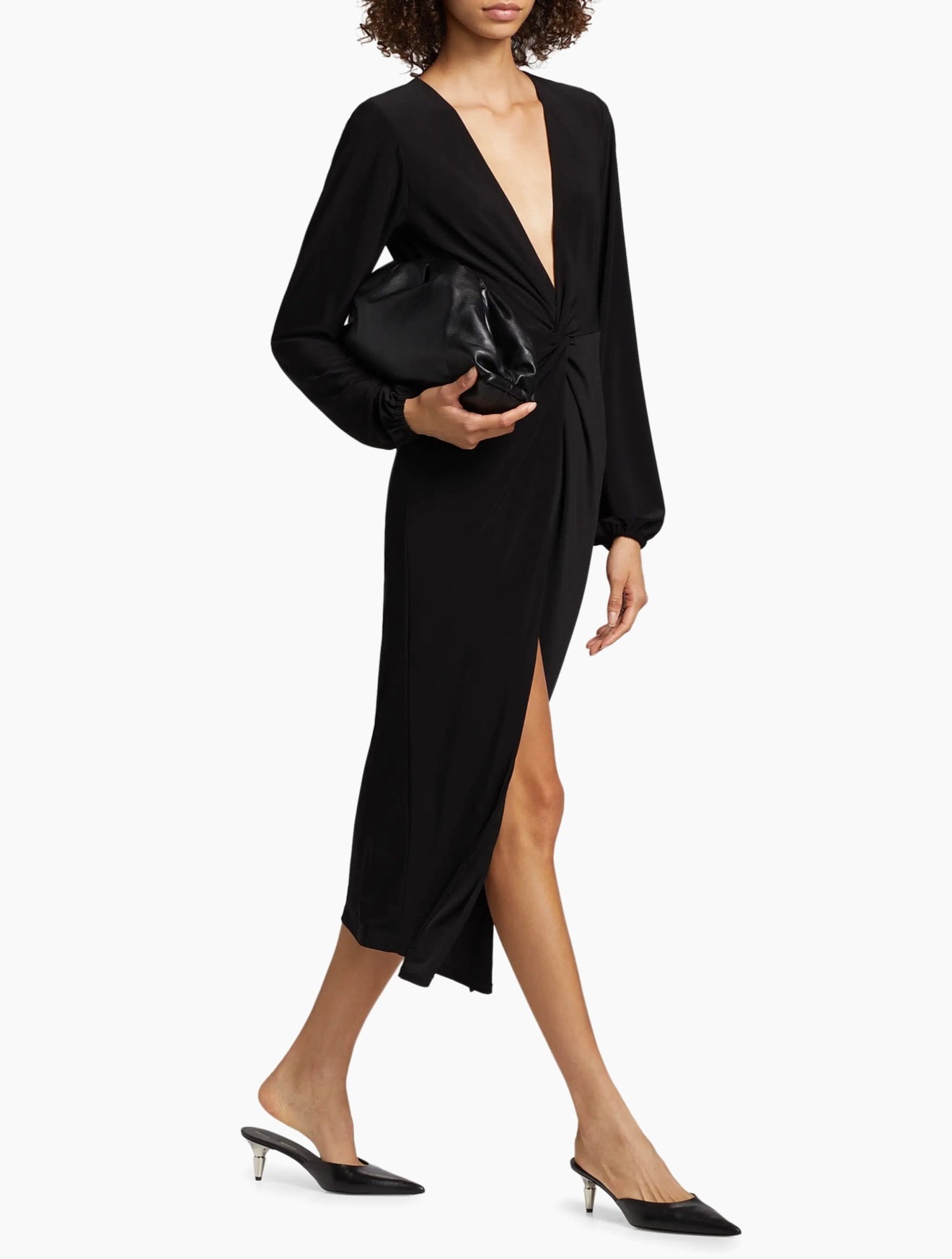 Ramy Brook
Sutton Twist-Front Jersey Midi-Dress Black sz Large $395