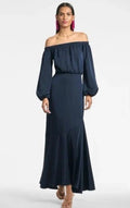 Sachin & Babi Kai Satin Crepe Off Shoulder Dress in Midnight Blue Sz 2 $450