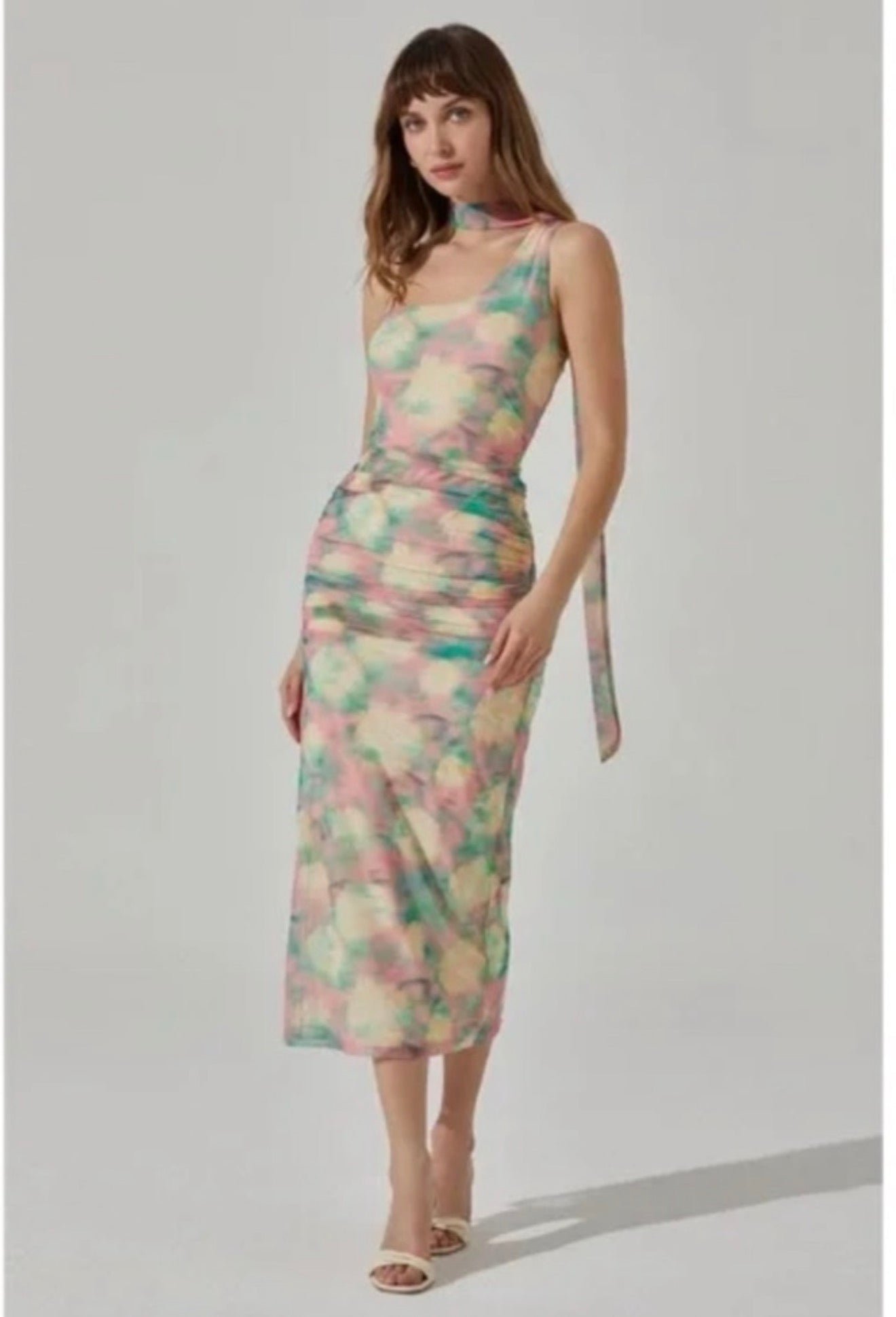 ASTR the label One Shoulder Neck-Tie Midi Dress Sz Small