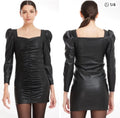 Generation Love Estelle Heart
Neck Ruched Black Vegan Leather Dress
Sz small $298