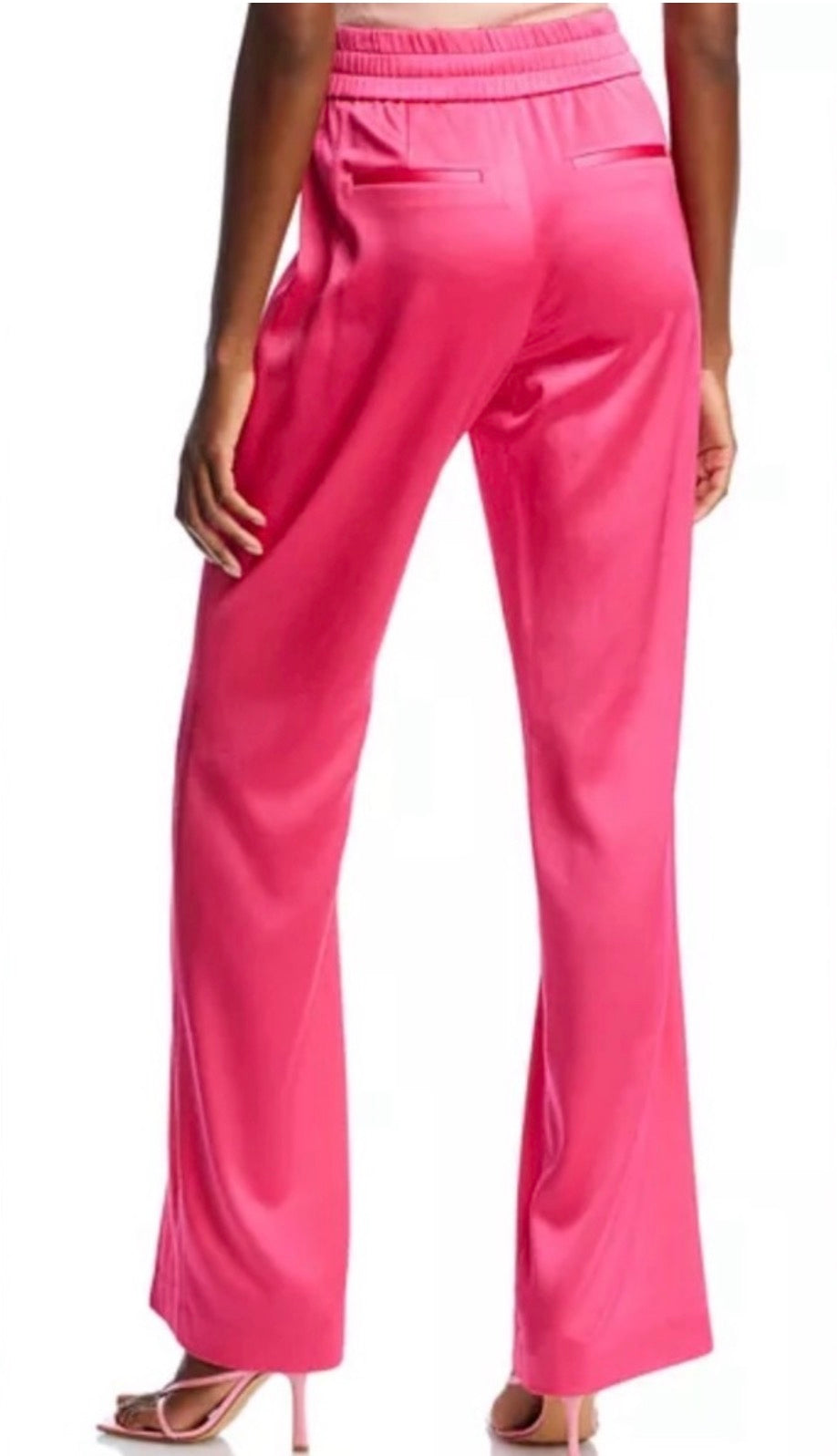 ALICE + OLIVIA Jody Satin High
Waist Slit Front Pants Pink Sz 8 $395