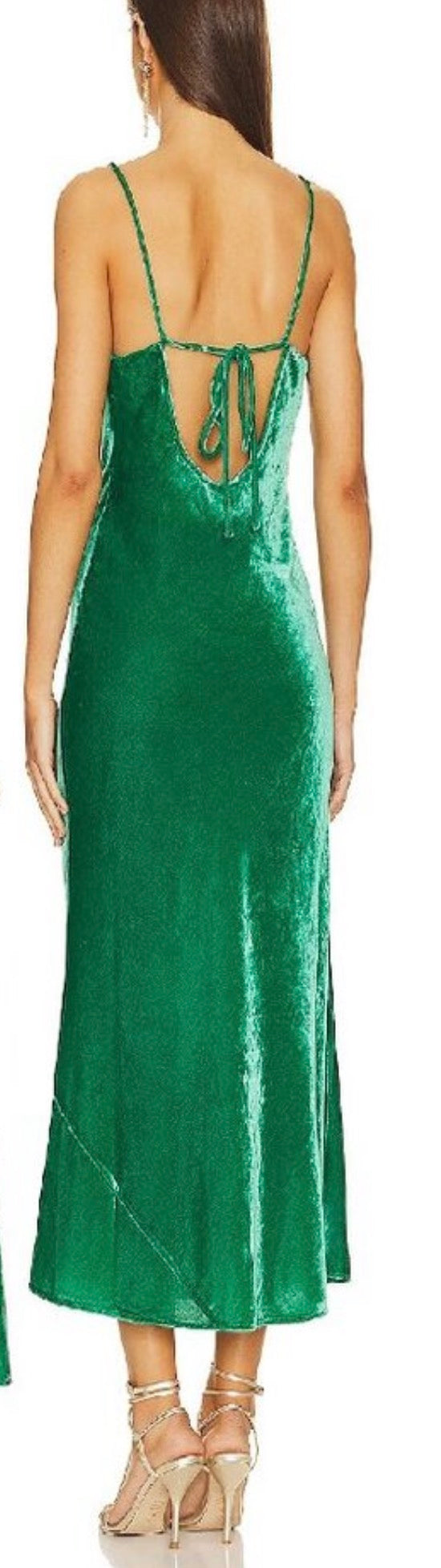 RHODE JEMIMA VELVET SLIP STYLE MAXI DRESS IN EMERALD GREEN Sz 0 $535