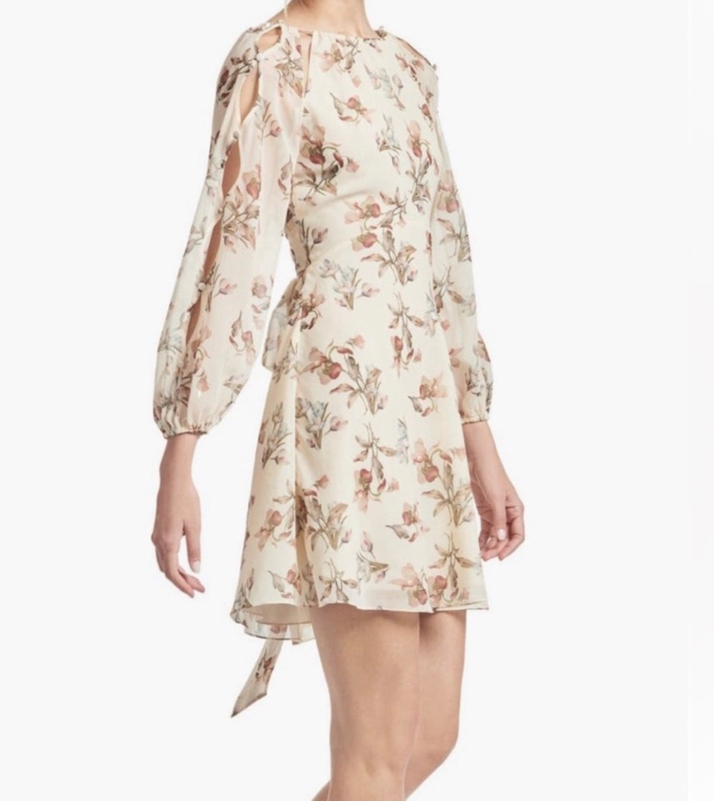 Sachin & Babi Bevvy Floral Chiffon Mini Dress Eggshell Size 6 $425