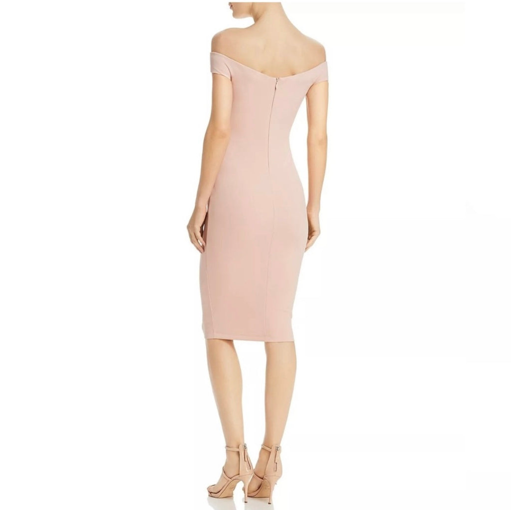 Nookie Elena Midi Off the Shoulder Midi Dress in Blush Sz XS