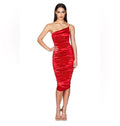 Nookie Satin Cupid Midi Dress in Red XS $280
