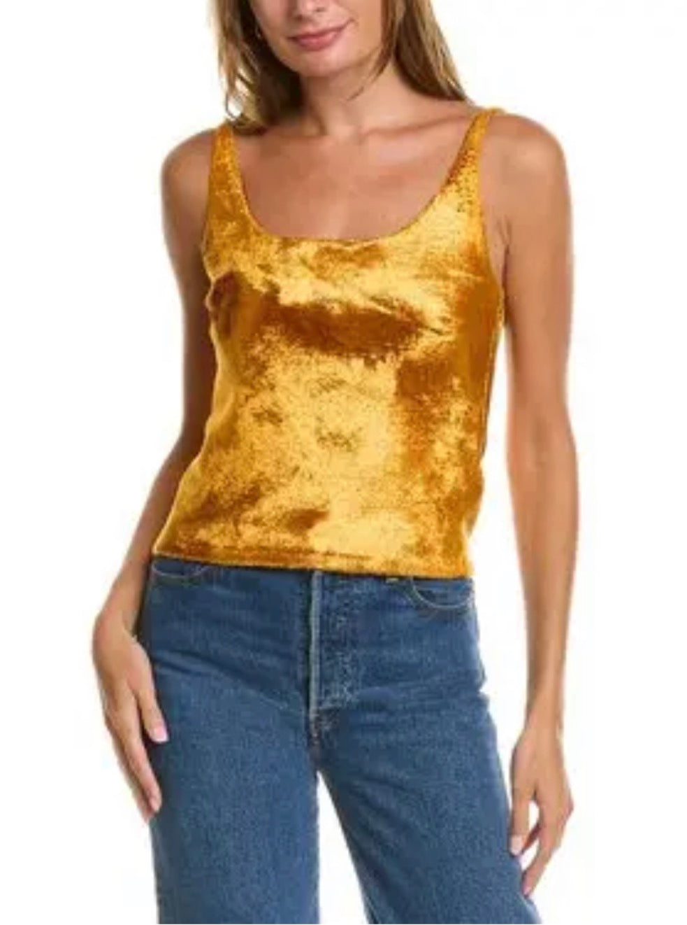 Vince Panne Sweater Cami Top Gold Velvet Size Small $325