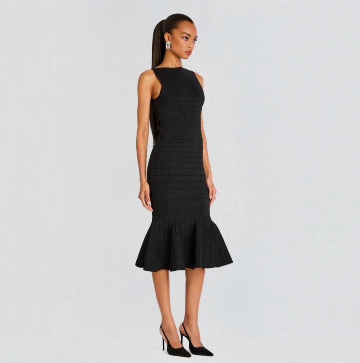 Retrofete MARTA BANDAGE KNIT
DRESS in Metallic Black Sz Large