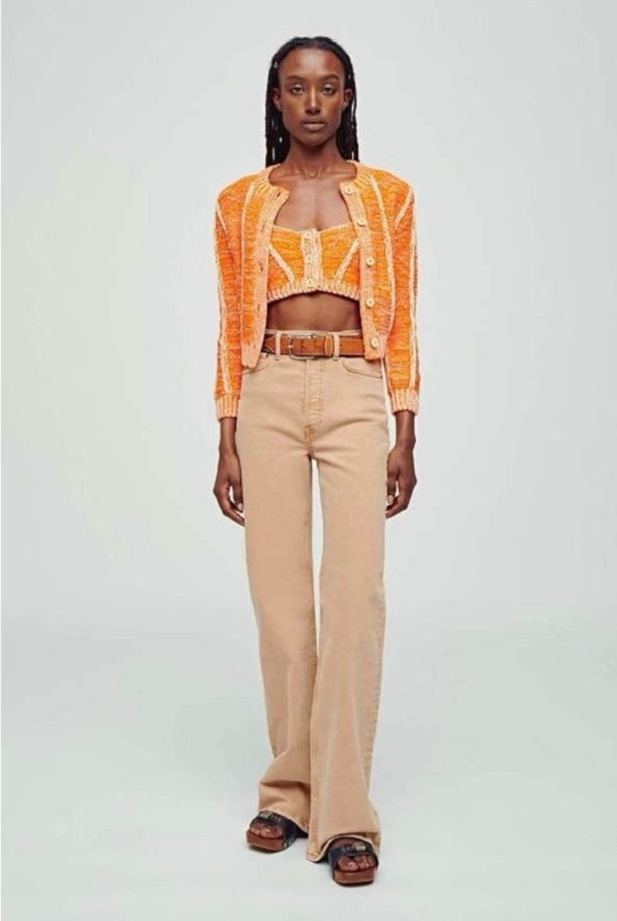 RE/DONE Washed Khaki
70s Ultra High Rise Wide Leg
Stretch Denim Jeans Sz 26 $295