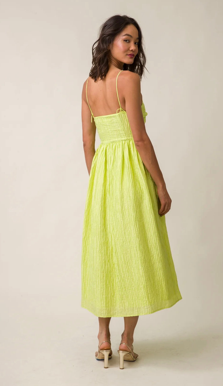 Line & Dot MAIA MIDI DRESS in Chartruese Sz Small $148