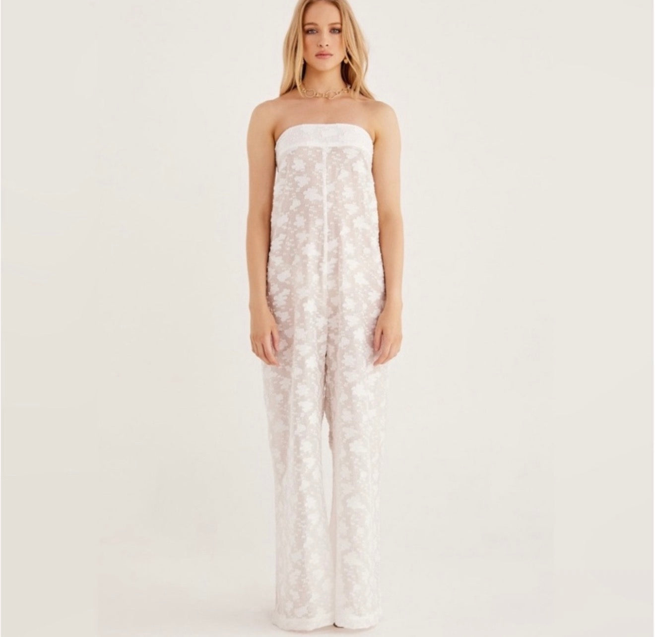 RUMER the Label Billie Jumpsuit w Lining Strapless Fil Coupé Sz Medium $439