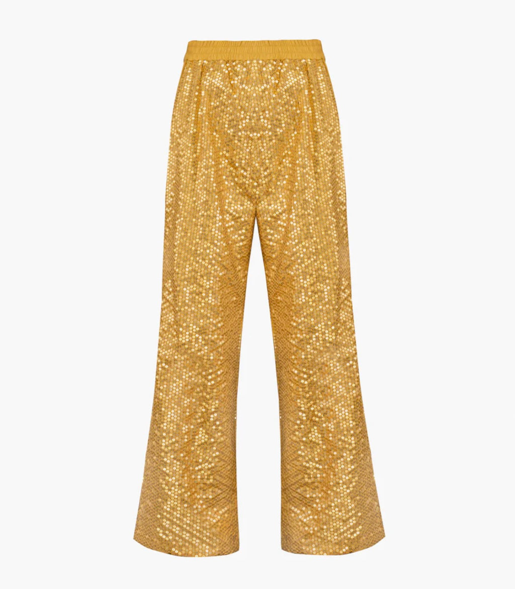 SLEEPER Supernova Gold Sequin Pants Sz Small $158