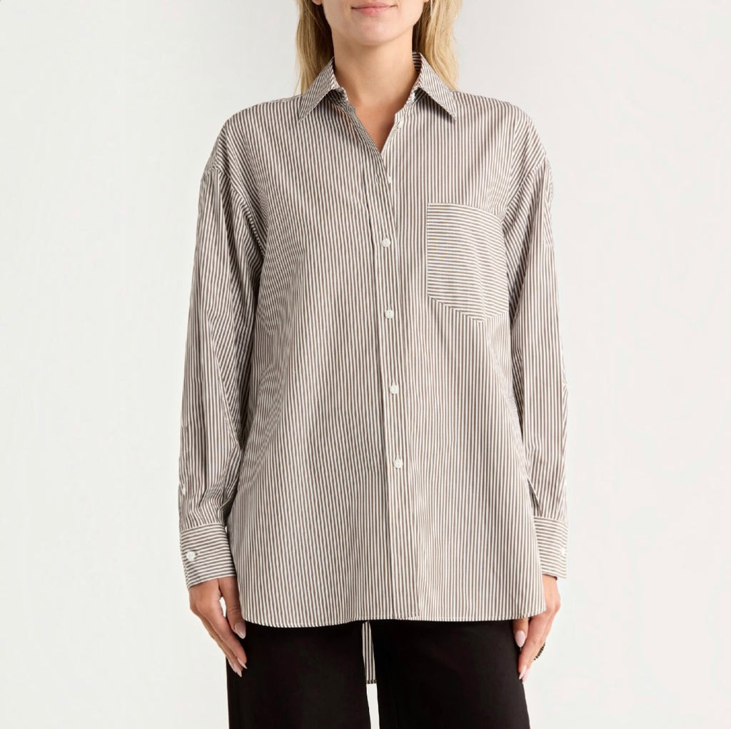 Rag & Bone Maxine Stripe Oversize Poplin Button-Up Shirt Medium / Large