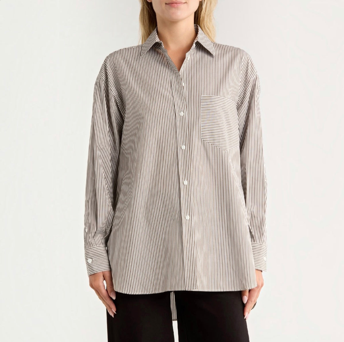 Rag & Bone Maxine Stripe Oversize Poplin Button-Up Shirt Medium / Large