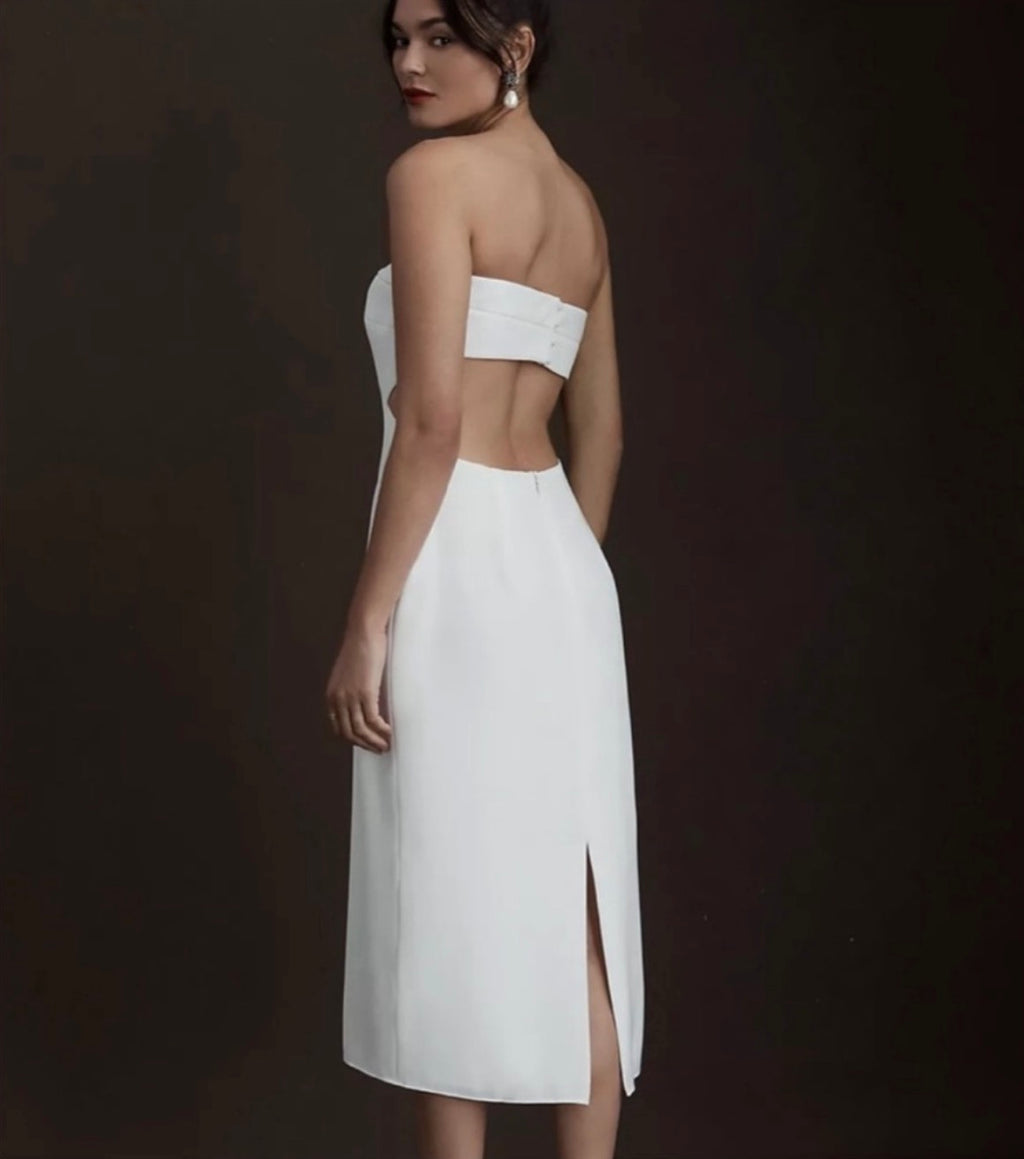 Sachin & Babi Sadie Strapless White Midi Dress Sz 12 $280