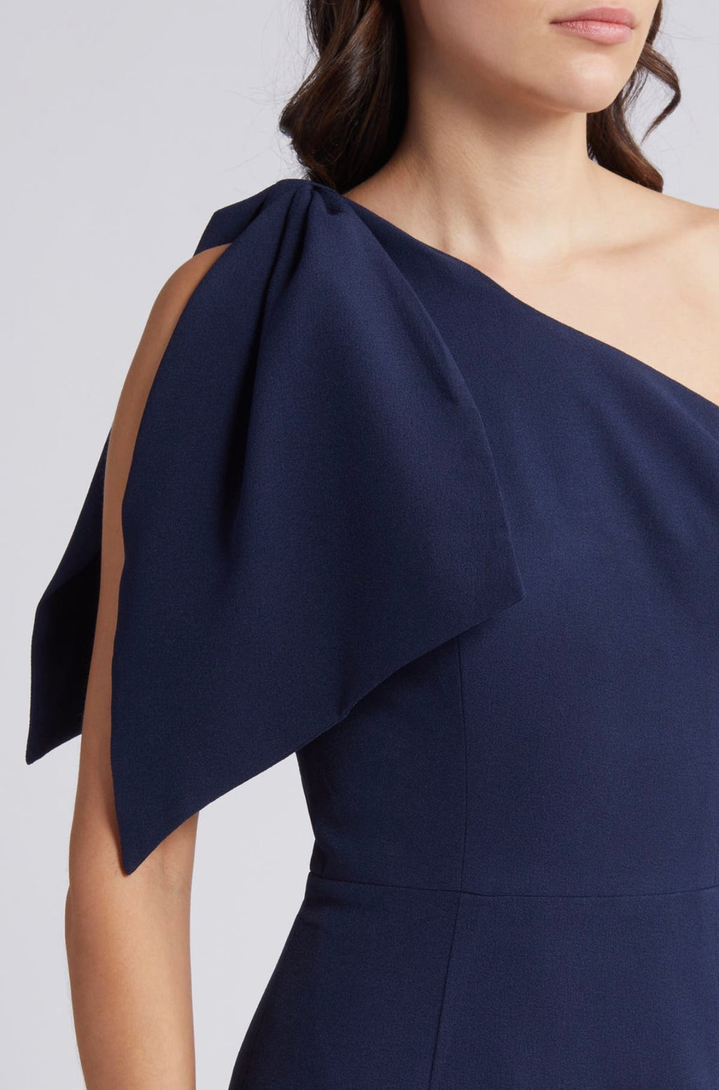Dress the Population Tiffany One-Shoulder Midi Dress in Midnight Sz Medium $148