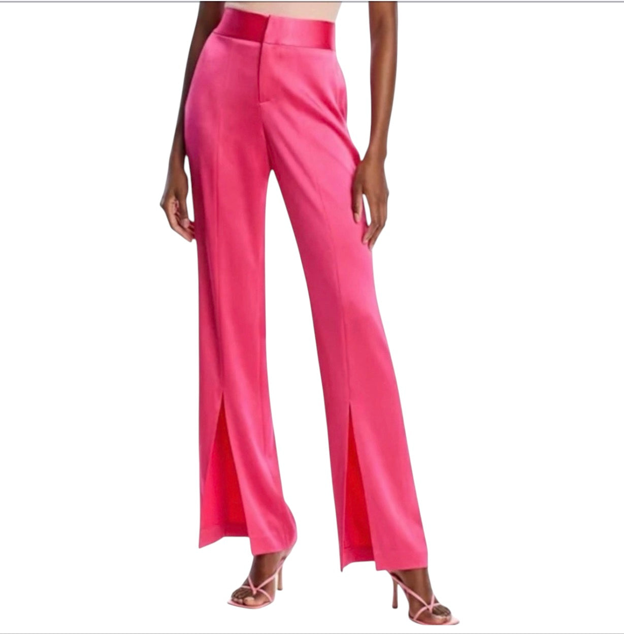 ALICE + OLIVIA Jody Satin High
Waist Slit Front Pants Pink Sz 8