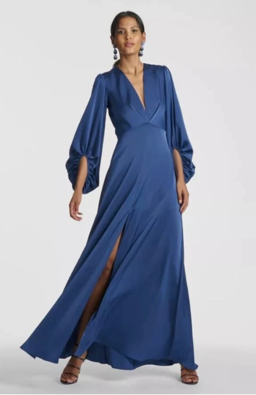 Sachin & Babi Jenny Satin Crepe Gown in Washed Indigo Size 4 $795