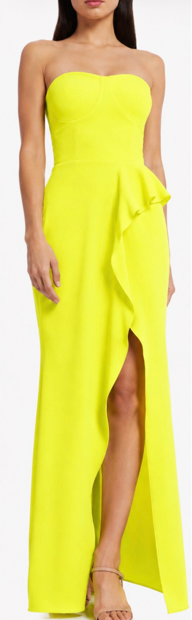 Dress the Population Kai Strapless Gown Yellow Small