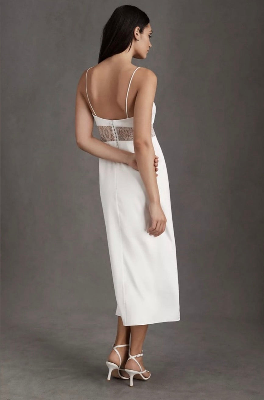 Sachin & Babi Jane Ivory Lace Cutout Midi Dress BHLDN Bridal Size 12 $295
