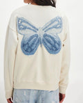 Tricia Fix Free People Indigo Patchwork Butterfly Crewneck
Sweatshirt Small $198