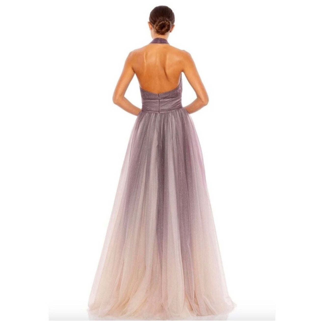 Mac Duggal 20376 Charcoal Ombre Glitter Halter Ballgown Gown