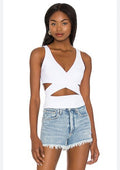 Susana Monaco White Cutout Crossover Crop Top in Sugar Sz Medium $128