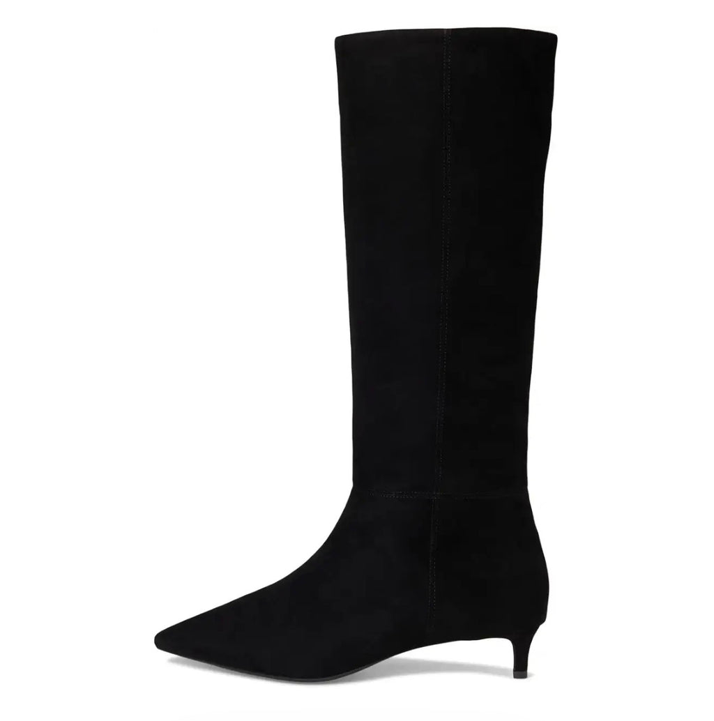 Cole Haan Go-To Janece Black Suede Knee High Kitten Heel Boots Size 9