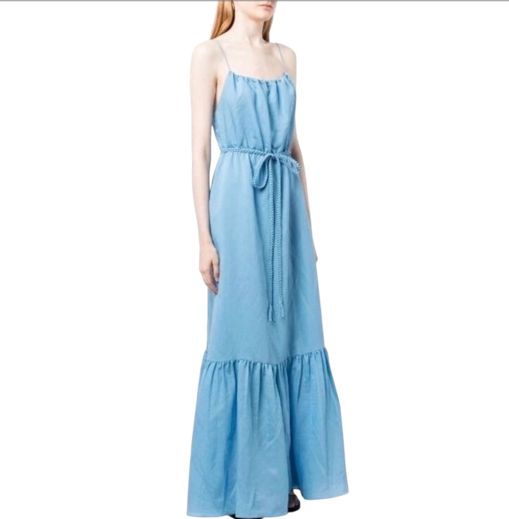 Alice + Olivia Jayda ruffled Lyocell-blend voile maxi dress Blue Sz 2