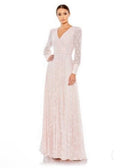 Mac Duggal 93679D Beaded
Lace Long Sleeve Wrap Over Gown Sz 20 $798