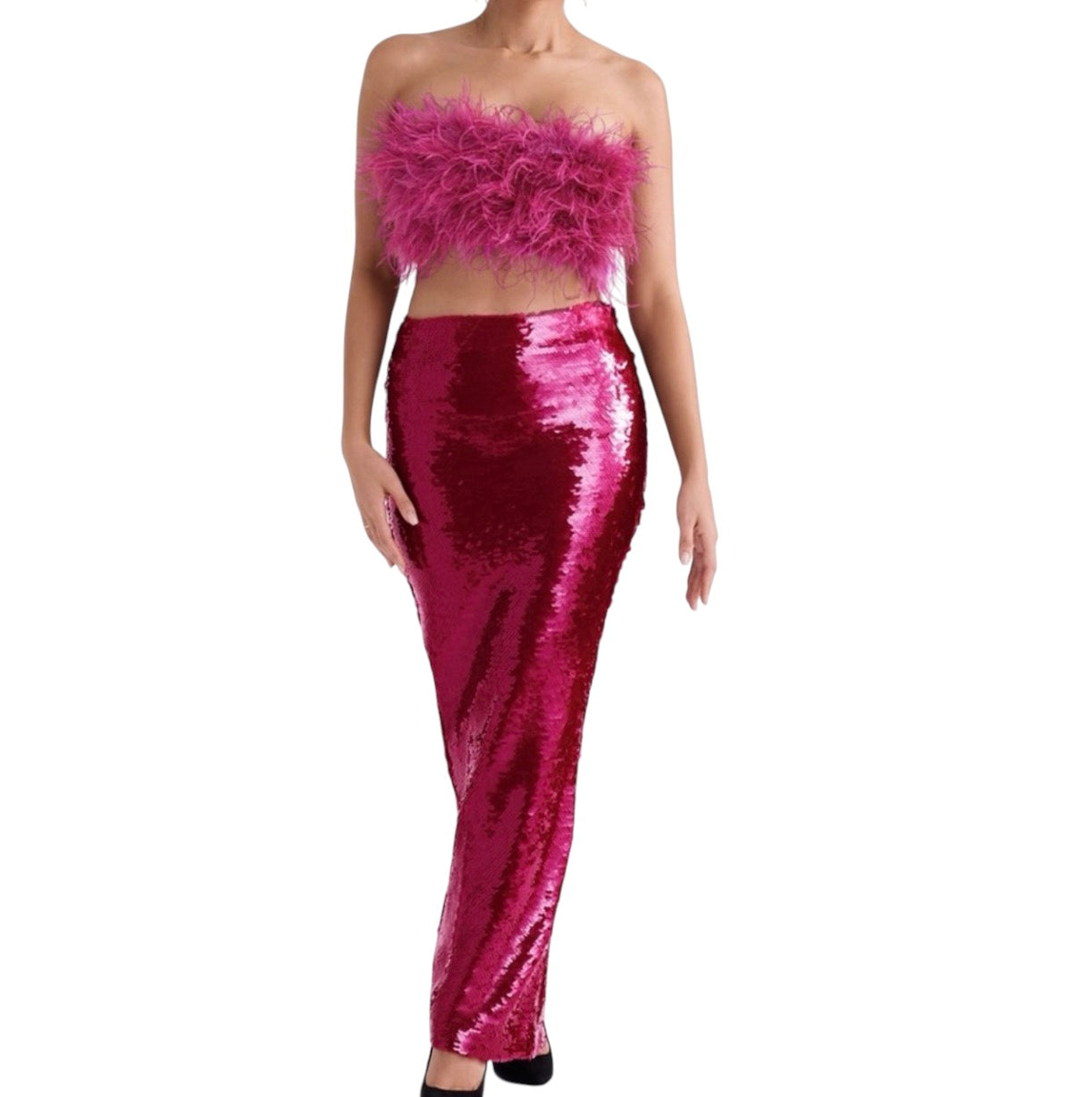 House of CB ALEXIS HOT PINT SEQUIN MAXI SKIRT Sz XS
