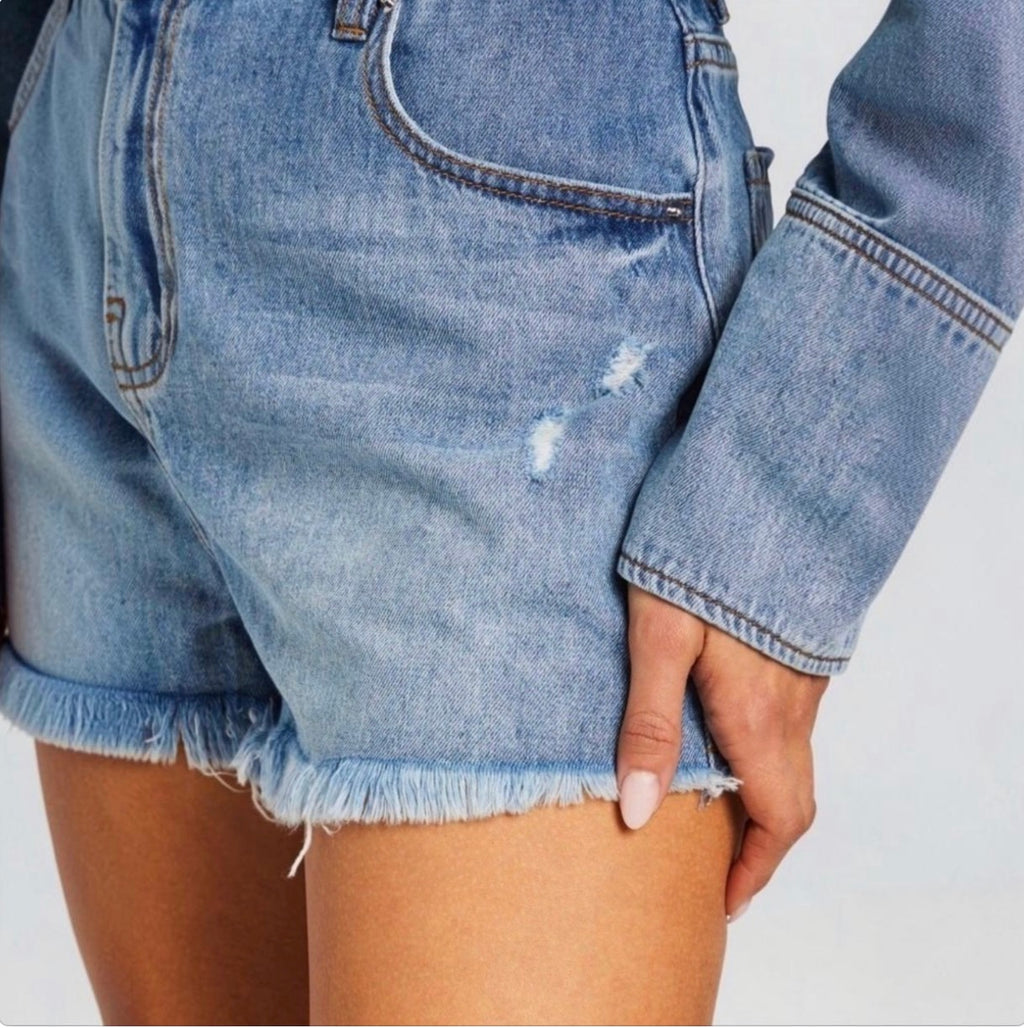 Retrofete ANNIE DENIM ROMPER in Oasis Sz Small