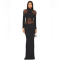 Ser.o.ya Kaya Mesh Cut Out Maxi Dress Black Sz Large $328