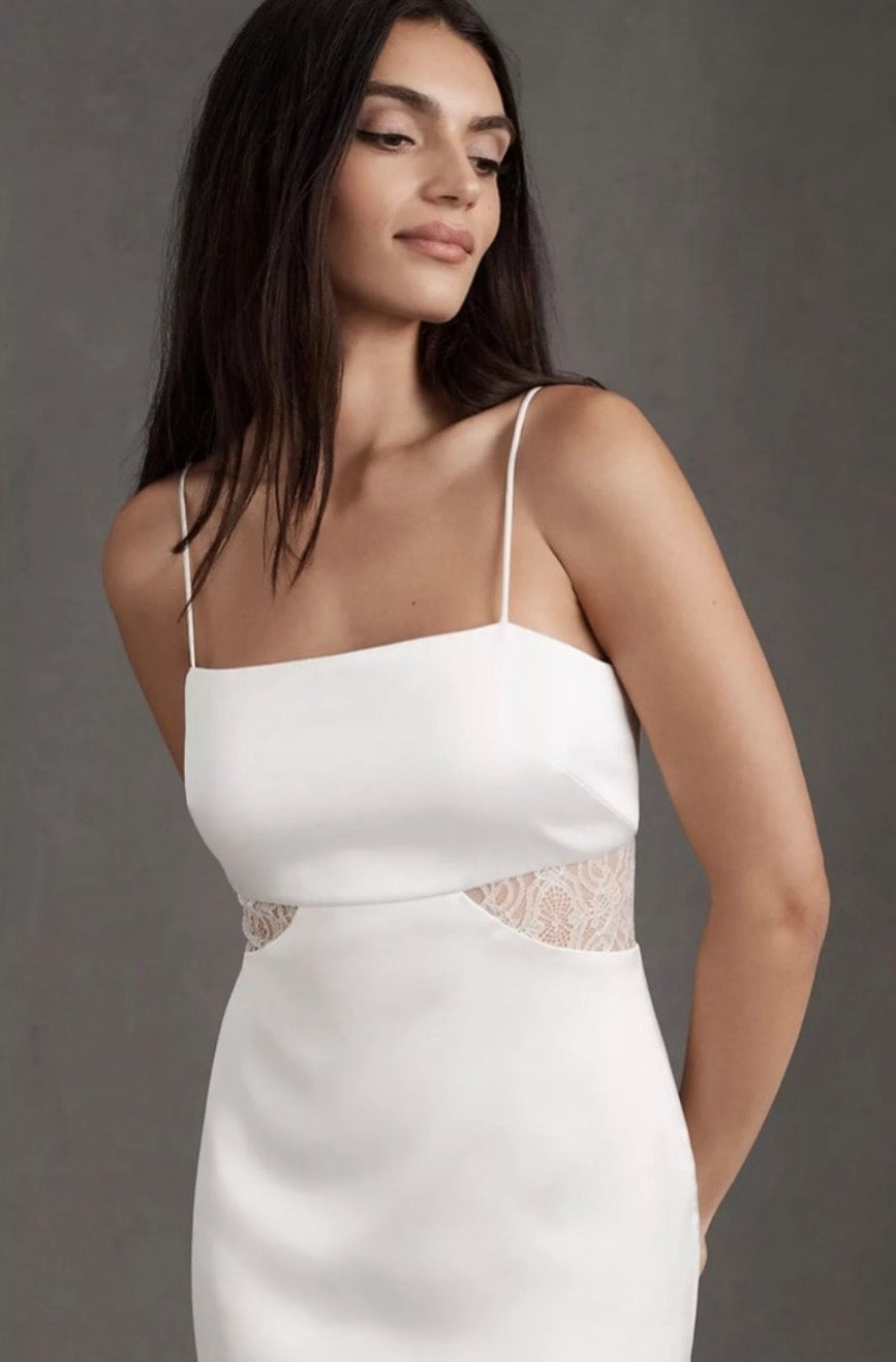Sachin & Babi Jane Ivory Lace Cutout Midi Dress BHLDN Bridal Size 12 $295