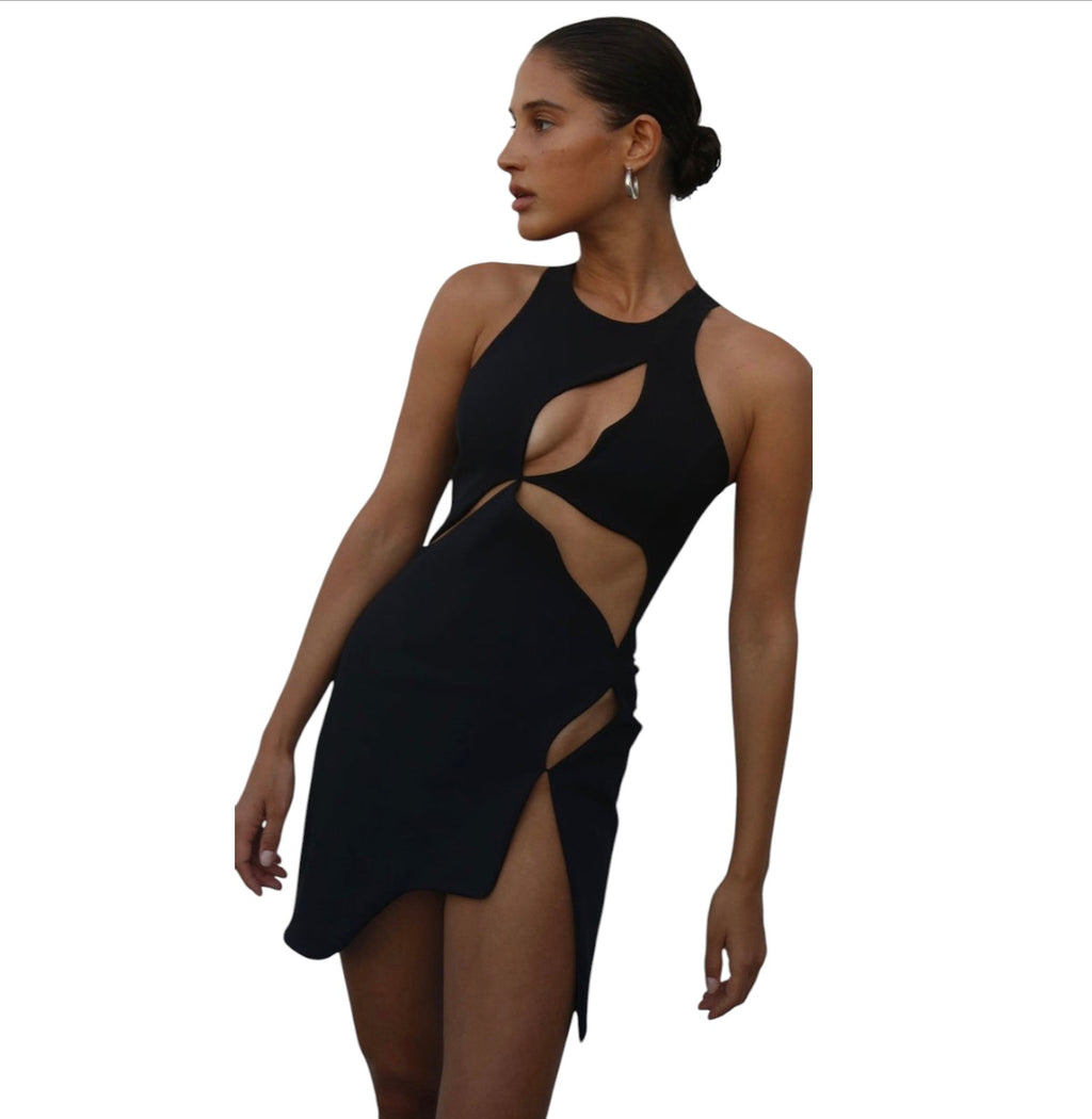 Mother of All Ariel Cut-Out Mini Dress Black