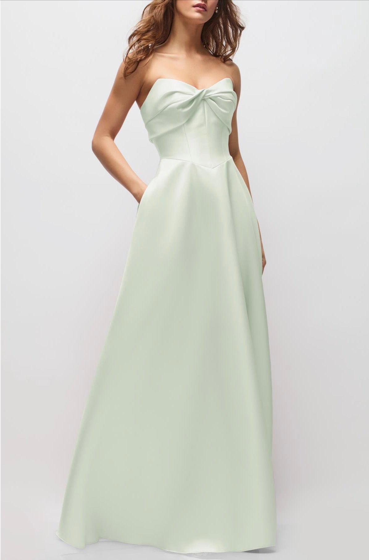 Alfred Sung Antoinette Strapless Mikado Gown – Mint Green – Size 0