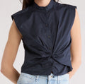 Rag & Bone Rita Sleeveless Poplin Shirt Navy Blue Sz 10 $228