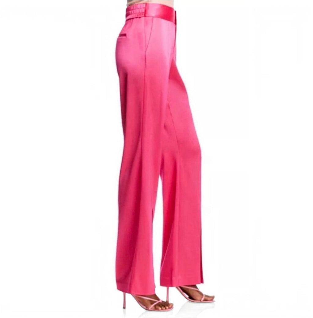 ALICE + OLIVIA Jody Satin High
Waist Slit Front Pants Pink Sz 8