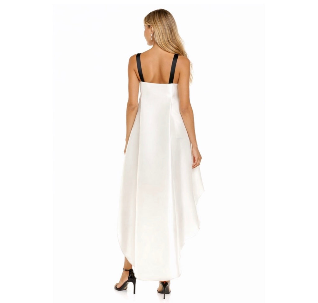 Sachin & Babi Lura Dress White & Black Bow High-Low  Size 2 $995