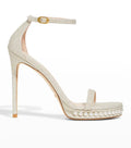 Stuart Weitzman Nudistdisco Platform Sandals Platino Gold Size 10  $550