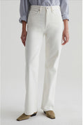 AG Kora Wide Leg Raw Hem Jeans in Powder White Sz 31 $240