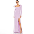 Mac Duggal 49648 Lilac Bow Shoulder Long Sleeve Gown Size 6 $458